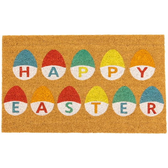 Northlight Natural Coir Happy Easter Egg 18"X30" Outdoor Rectangular Doormat, One Size, Multiple Colors